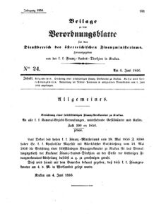 Verordnungsblatt für den Dienstbereich des K.K. Finanzministeriums für die im Reichsrate Vertretenen Königreiche und Länder 18560606 Seite: 1