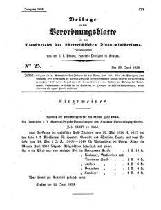 Verordnungsblatt für den Dienstbereich des K.K. Finanzministeriums für die im Reichsrate Vertretenen Königreiche und Länder 18560620 Seite: 1