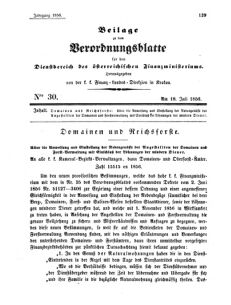 Verordnungsblatt für den Dienstbereich des K.K. Finanzministeriums für die im Reichsrate Vertretenen Königreiche und Länder 18560718 Seite: 1