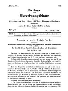 Verordnungsblatt für den Dienstbereich des K.K. Finanzministeriums für die im Reichsrate Vertretenen Königreiche und Länder 18561004 Seite: 1