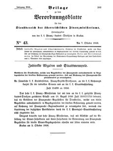 Verordnungsblatt für den Dienstbereich des K.K. Finanzministeriums für die im Reichsrate Vertretenen Königreiche und Länder 18561007 Seite: 1