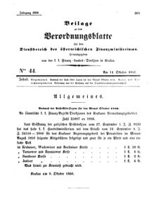 Verordnungsblatt für den Dienstbereich des K.K. Finanzministeriums für die im Reichsrate Vertretenen Königreiche und Länder 18561014 Seite: 1