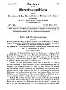 Verordnungsblatt für den Dienstbereich des K.K. Finanzministeriums für die im Reichsrate Vertretenen Königreiche und Länder 18561021 Seite: 1