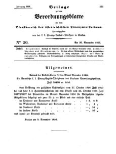 Verordnungsblatt für den Dienstbereich des K.K. Finanzministeriums für die im Reichsrate Vertretenen Königreiche und Länder 18561120 Seite: 1