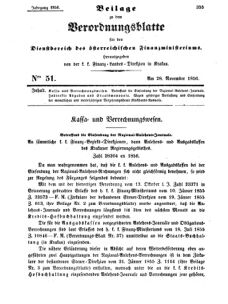 Verordnungsblatt für den Dienstbereich des K.K. Finanzministeriums für die im Reichsrate Vertretenen Königreiche und Länder 18561128 Seite: 1