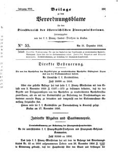 Verordnungsblatt für den Dienstbereich des K.K. Finanzministeriums für die im Reichsrate Vertretenen Königreiche und Länder 18561231 Seite: 1