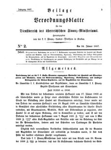 Verordnungsblatt für den Dienstbereich des K.K. Finanzministeriums für die im Reichsrate Vertretenen Königreiche und Länder 18570124 Seite: 1