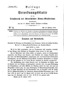 Verordnungsblatt für den Dienstbereich des K.K. Finanzministeriums für die im Reichsrate Vertretenen Königreiche und Länder 18570212 Seite: 1