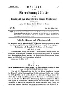 Verordnungsblatt für den Dienstbereich des K.K. Finanzministeriums für die im Reichsrate Vertretenen Königreiche und Länder 18570324 Seite: 1