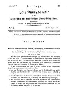 Verordnungsblatt für den Dienstbereich des K.K. Finanzministeriums für die im Reichsrate Vertretenen Königreiche und Länder