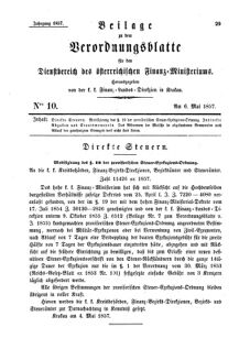 Verordnungsblatt für den Dienstbereich des K.K. Finanzministeriums für die im Reichsrate Vertretenen Königreiche und Länder 18570506 Seite: 1