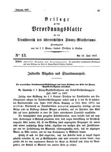 Verordnungsblatt für den Dienstbereich des K.K. Finanzministeriums für die im Reichsrate Vertretenen Königreiche und Länder