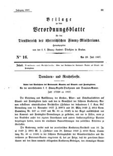 Verordnungsblatt für den Dienstbereich des K.K. Finanzministeriums für die im Reichsrate Vertretenen Königreiche und Länder 18570729 Seite: 1