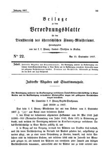 Verordnungsblatt für den Dienstbereich des K.K. Finanzministeriums für die im Reichsrate Vertretenen Königreiche und Länder 18570915 Seite: 1