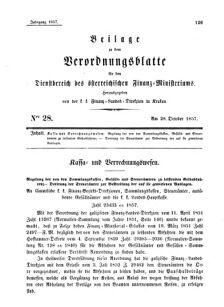 Verordnungsblatt für den Dienstbereich des K.K. Finanzministeriums für die im Reichsrate Vertretenen Königreiche und Länder 18571028 Seite: 1