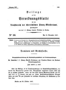 Verordnungsblatt für den Dienstbereich des K.K. Finanzministeriums für die im Reichsrate Vertretenen Königreiche und Länder 18571112 Seite: 1