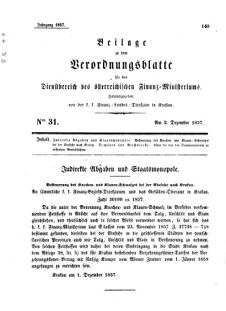 Verordnungsblatt für den Dienstbereich des K.K. Finanzministeriums für die im Reichsrate Vertretenen Königreiche und Länder 18571202 Seite: 1