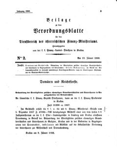 Verordnungsblatt für den Dienstbereich des K.K. Finanzministeriums für die im Reichsrate Vertretenen Königreiche und Länder 18580113 Seite: 1