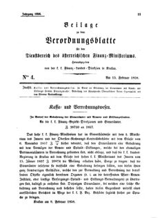 Verordnungsblatt für den Dienstbereich des K.K. Finanzministeriums für die im Reichsrate Vertretenen Königreiche und Länder 18580215 Seite: 1