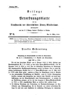 Verordnungsblatt für den Dienstbereich des K.K. Finanzministeriums für die im Reichsrate Vertretenen Königreiche und Länder 18580310 Seite: 1