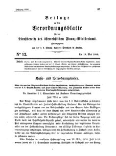 Verordnungsblatt für den Dienstbereich des K.K. Finanzministeriums für die im Reichsrate Vertretenen Königreiche und Länder 18580519 Seite: 1