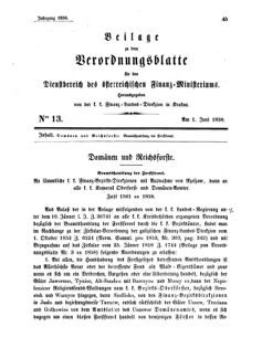 Verordnungsblatt für den Dienstbereich des K.K. Finanzministeriums für die im Reichsrate Vertretenen Königreiche und Länder 18580601 Seite: 1