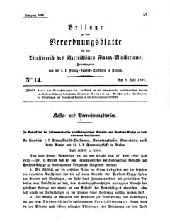 Verordnungsblatt für den Dienstbereich des K.K. Finanzministeriums für die im Reichsrate Vertretenen Königreiche und Länder 18580608 Seite: 1