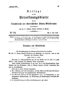 Verordnungsblatt für den Dienstbereich des K.K. Finanzministeriums für die im Reichsrate Vertretenen Königreiche und Länder 18580706 Seite: 1