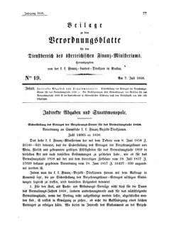 Verordnungsblatt für den Dienstbereich des K.K. Finanzministeriums für die im Reichsrate Vertretenen Königreiche und Länder