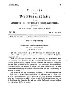 Verordnungsblatt für den Dienstbereich des K.K. Finanzministeriums für die im Reichsrate Vertretenen Königreiche und Länder 18580720 Seite: 1