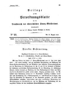 Verordnungsblatt für den Dienstbereich des K.K. Finanzministeriums für die im Reichsrate Vertretenen Königreiche und Länder