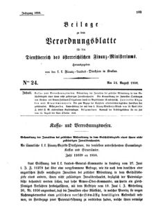 Verordnungsblatt für den Dienstbereich des K.K. Finanzministeriums für die im Reichsrate Vertretenen Königreiche und Länder