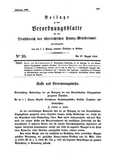 Verordnungsblatt für den Dienstbereich des K.K. Finanzministeriums für die im Reichsrate Vertretenen Königreiche und Länder 18580827 Seite: 1