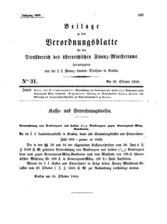 Verordnungsblatt für den Dienstbereich des K.K. Finanzministeriums für die im Reichsrate Vertretenen Königreiche und Länder 18581026 Seite: 1