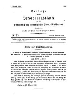 Verordnungsblatt für den Dienstbereich des K.K. Finanzministeriums für die im Reichsrate Vertretenen Königreiche und Länder 18581028 Seite: 1