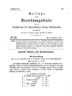 Verordnungsblatt für den Dienstbereich des K.K. Finanzministeriums für die im Reichsrate Vertretenen Königreiche und Länder 18581103 Seite: 1