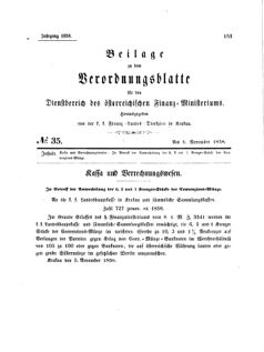 Verordnungsblatt für den Dienstbereich des K.K. Finanzministeriums für die im Reichsrate Vertretenen Königreiche und Länder 18581106 Seite: 1