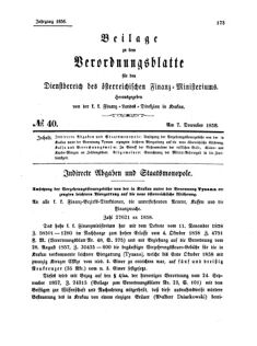 Verordnungsblatt für den Dienstbereich des K.K. Finanzministeriums für die im Reichsrate Vertretenen Königreiche und Länder 18581207 Seite: 1