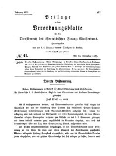 Verordnungsblatt für den Dienstbereich des K.K. Finanzministeriums für die im Reichsrate Vertretenen Königreiche und Länder 18581214 Seite: 1