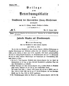 Verordnungsblatt für den Dienstbereich des K.K. Finanzministeriums für die im Reichsrate Vertretenen Königreiche und Länder 18590116 Seite: 1