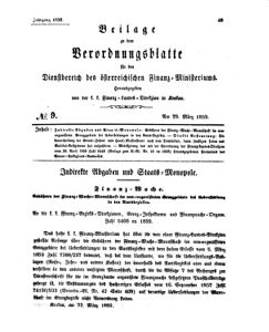 Verordnungsblatt für den Dienstbereich des K.K. Finanzministeriums für die im Reichsrate Vertretenen Königreiche und Länder 18590329 Seite: 1