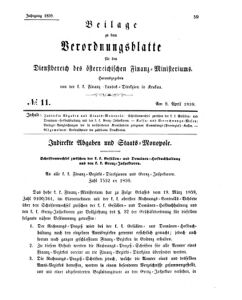 Verordnungsblatt für den Dienstbereich des K.K. Finanzministeriums für die im Reichsrate Vertretenen Königreiche und Länder 18590409 Seite: 1