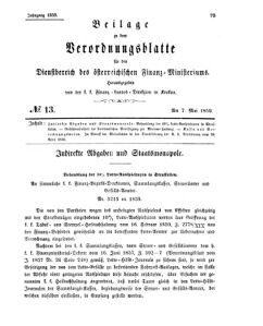 Verordnungsblatt für den Dienstbereich des K.K. Finanzministeriums für die im Reichsrate Vertretenen Königreiche und Länder 18590507 Seite: 1