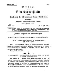 Verordnungsblatt für den Dienstbereich des K.K. Finanzministeriums für die im Reichsrate Vertretenen Königreiche und Länder 18590614 Seite: 1