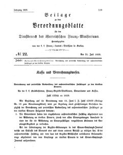 Verordnungsblatt für den Dienstbereich des K.K. Finanzministeriums für die im Reichsrate Vertretenen Königreiche und Länder 18590721 Seite: 1