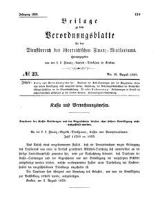 Verordnungsblatt für den Dienstbereich des K.K. Finanzministeriums für die im Reichsrate Vertretenen Königreiche und Länder 18590816 Seite: 1