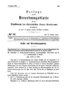 Verordnungsblatt für den Dienstbereich des K.K. Finanzministeriums für die im Reichsrate Vertretenen Königreiche und Länder 18591017 Seite: 1