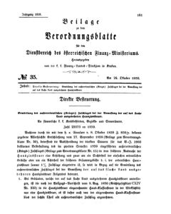 Verordnungsblatt für den Dienstbereich des K.K. Finanzministeriums für die im Reichsrate Vertretenen Königreiche und Länder 18591026 Seite: 1