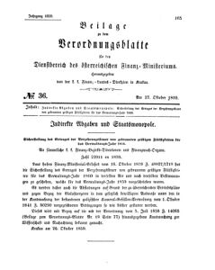 Verordnungsblatt für den Dienstbereich des K.K. Finanzministeriums für die im Reichsrate Vertretenen Königreiche und Länder 18591027 Seite: 1