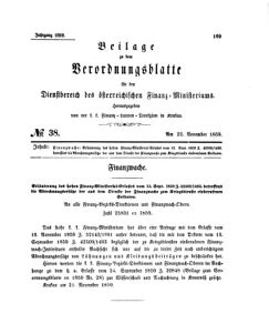 Verordnungsblatt für den Dienstbereich des K.K. Finanzministeriums für die im Reichsrate Vertretenen Königreiche und Länder 18591122 Seite: 1